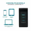 Ravanson Mobilis oplader 100W GaN 2×USB-C + 1×USB-A AC voor binnen — voor laptop, smartphone, tablet — zwart