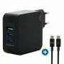Ravanson Mobilis oplader 100W GaN 2×USB-C + 1×USB-A AC voor binnen — voor laptop, smartphone, tablet — zwart