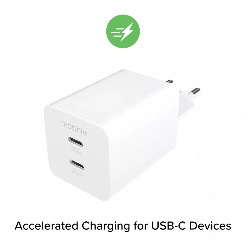 Voeding Zagg 50W 2x USB-C wit — Zagg mophie essentials