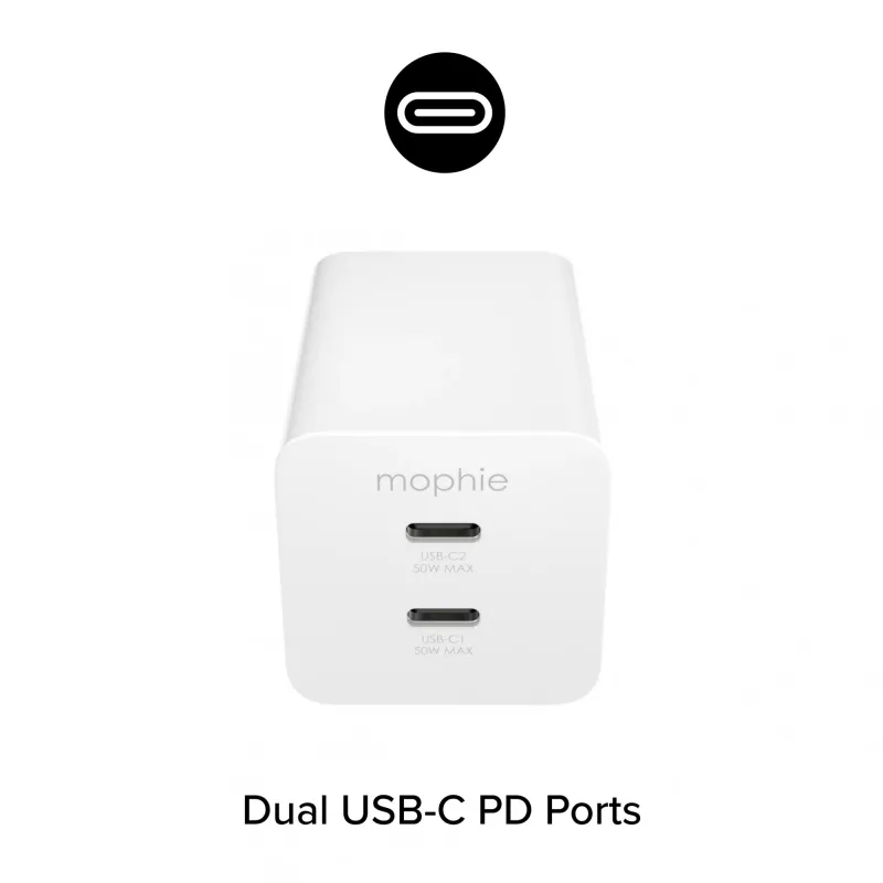 Voeding Zagg 50W 2x USB-C wit — Zagg mophie essentials
