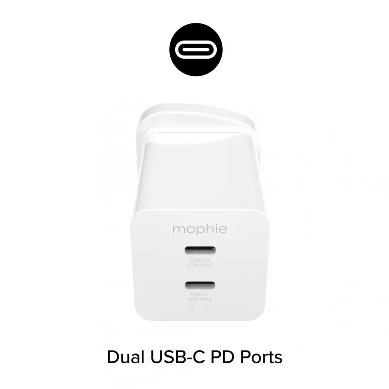Voeding Zagg 50W 2x USB-C wit — Zagg mophie essentials