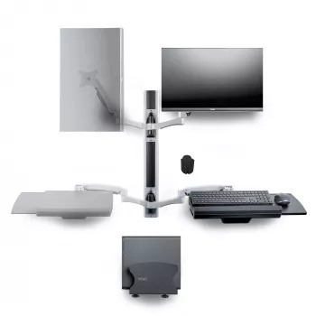 StarTech.com wandmontage-workstation, VESA-houder voor 32-inch monitors (22 lb/10 kg), volledig beweegbare enkelmonitorhouder en toetsenbordplateau met desktop-computer/PC-houder, sta-bureau