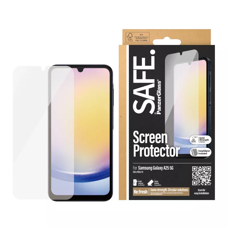 PanzerGlass SAFE. by ® beeldschermbescherming Samsung Galaxy A25 5G | Ultra-Wide Fit met EasyAligner