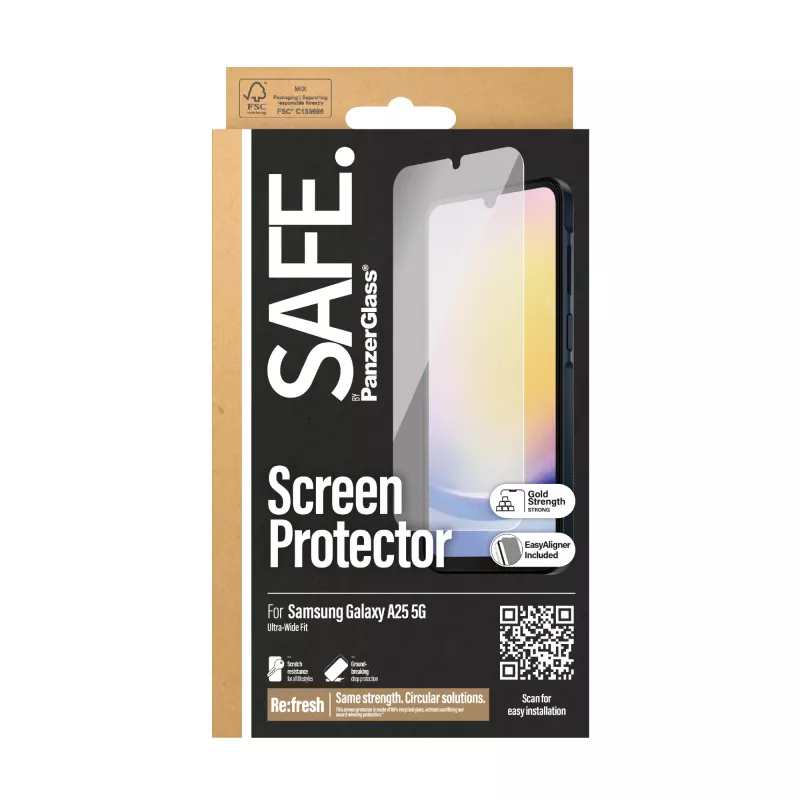 PanzerGlass SAFE. by ® beeldschermbescherming Samsung Galaxy A25 5G | Ultra-Wide Fit met EasyAligner
