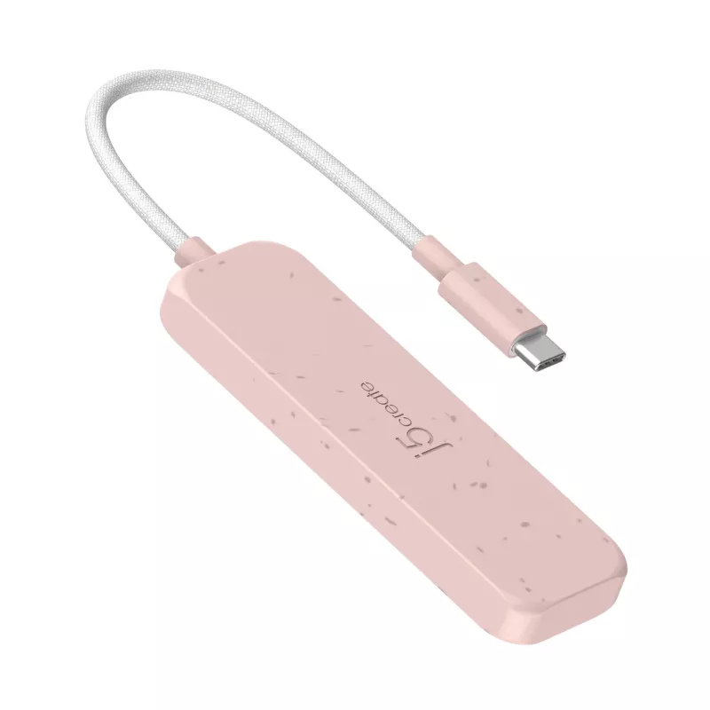 USB-C hub j5create JCH342ER-N 4-poorts Type-C Type-A Gen 2 10000 Mbit/s roze