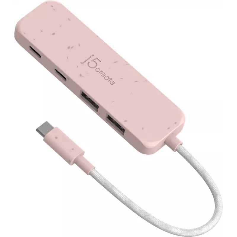 USB-C hub j5create JCH342ER-N 4-poorts Type-C Type-A Gen 2 10000 Mbit/s roze