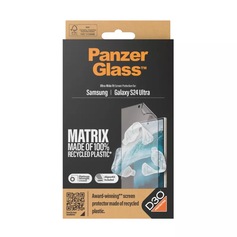 PanzerGlass ® ECO MATRIX beeldschermbescherming met D3O® Samsung Galaxy S24 Ultra | Ultra-Wide pasvorm met AlignerKit