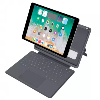 ASTAR DEQSTER Smart Rugged Touch Plus toetsenbord 10,2 inch — QWERTZ Duits, mechanische schakelaars, Smart Connector-docking, grijs