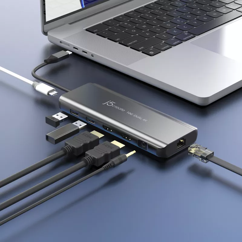 j5create JCD398 USB-C® Dual 4K HDMI™ 10Gbps Mini Dock, zwart