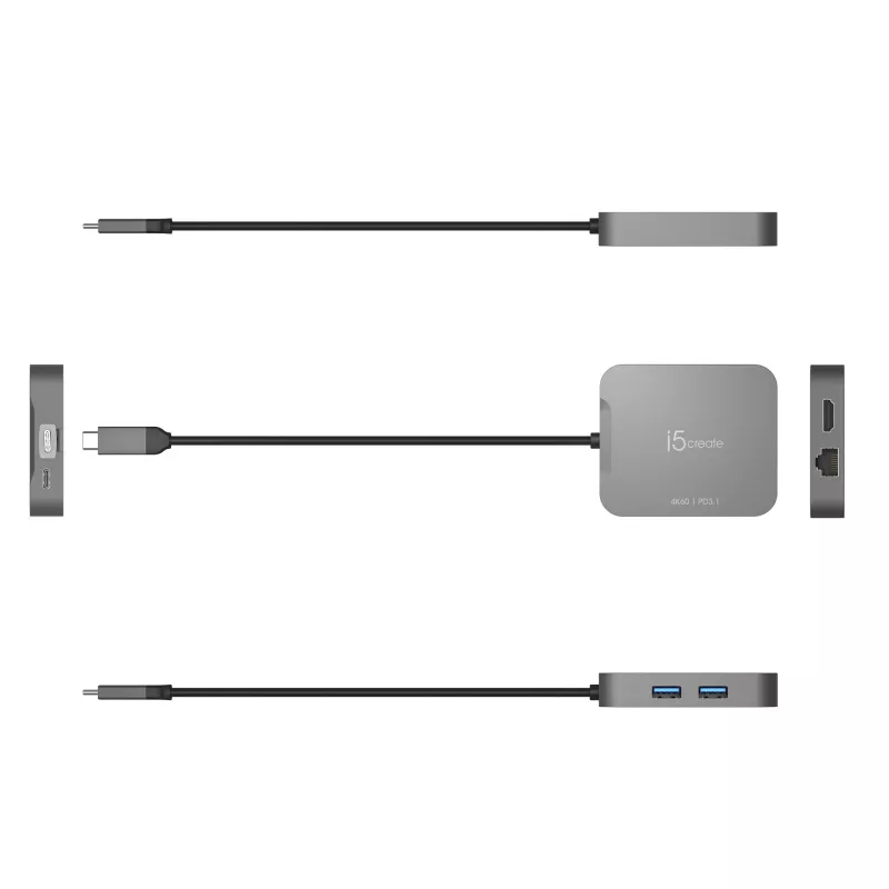 j5create JCD3191 4K60 Elite USB-C® Travel Adapter, zwart