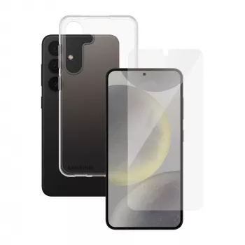 Schermbescherming 2-in-1-bundel PanzerGlass SAFE. voor Samsung Galaxy S24 — gehard glas + TPU-achterkant, transparant, 50 stuks