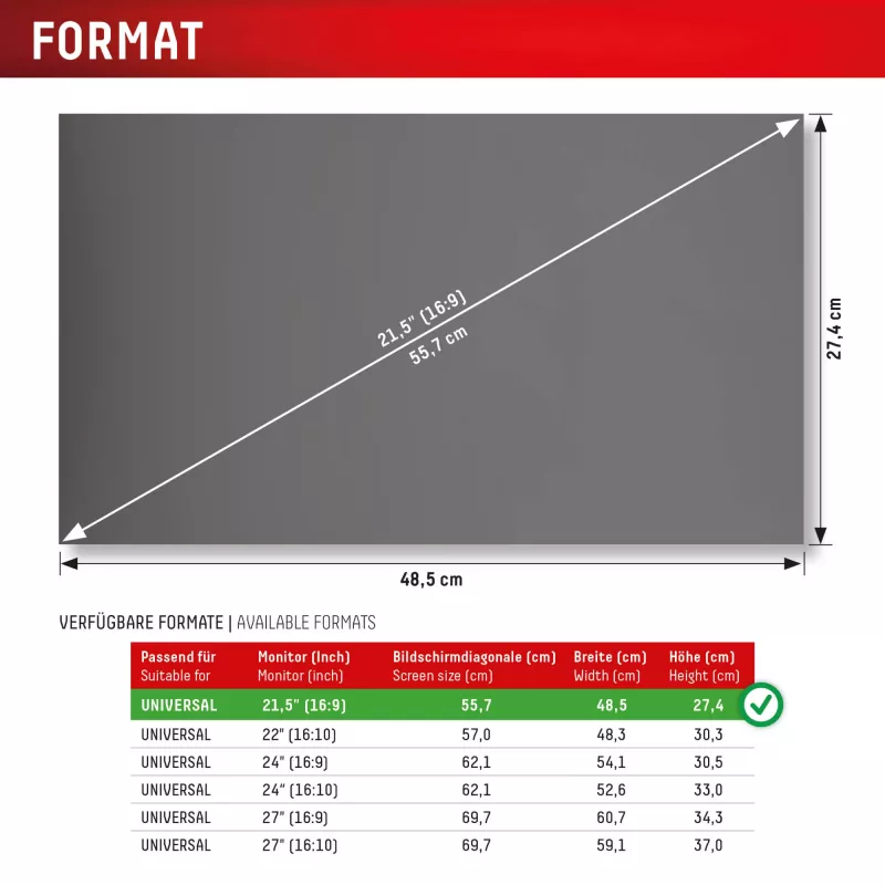 2-weg privacyfilter Displex PRIVACY SAFE 21,5 inch 16:9 glanzend/mat