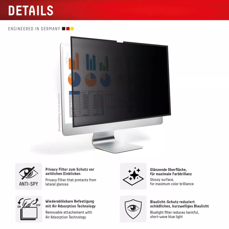 Displex PRIVACY SAFE afneembaar 2-weg privacyfilter voor iMac 24 inch M1 (2021)/ M3 (2023)/ M4 (2024)