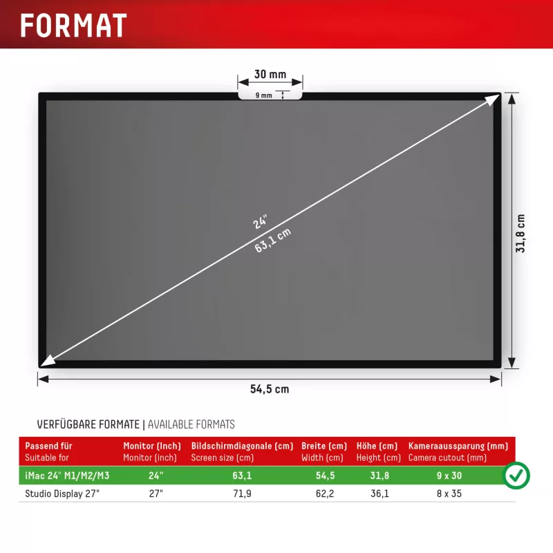 Displex PRIVACY SAFE afneembaar 2-weg privacyfilter voor iMac 24 inch M1 (2021)/ M3 (2023)/ M4 (2024)