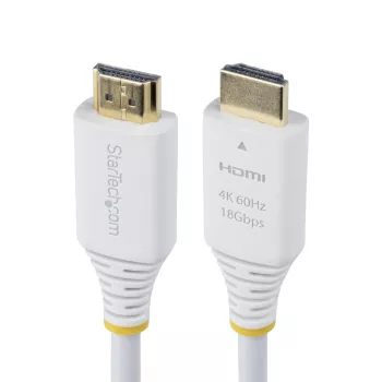 StarTech.com HDMI2-CABLE-4K60-6FW 1,8 m (6 ft) gecertificeerde Premium High Speed HDMI 2.0-kabel, 4K 60Hz/1440p 144Hz, HDR10/HDCP 2.2/ARC, TPE-mantel, wit
