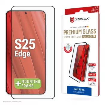 Displex Premium displayschermfolie (Full Cover, 10H) voor Samsung Galaxy S25 Edge, Eco-montageframe, Full Cover