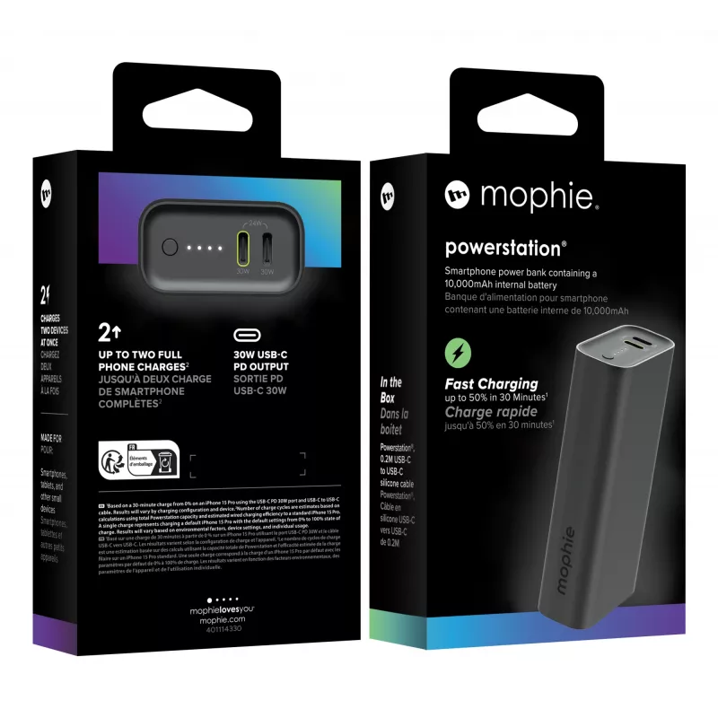 Powerbank mophie Powerstation 10000 mAh zwart 2 USB Type-C