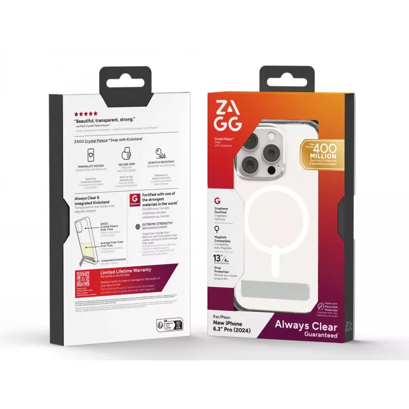 Cover ZAGG Crystal Palace Snap KS Apple iPhone 16 Pro transparant