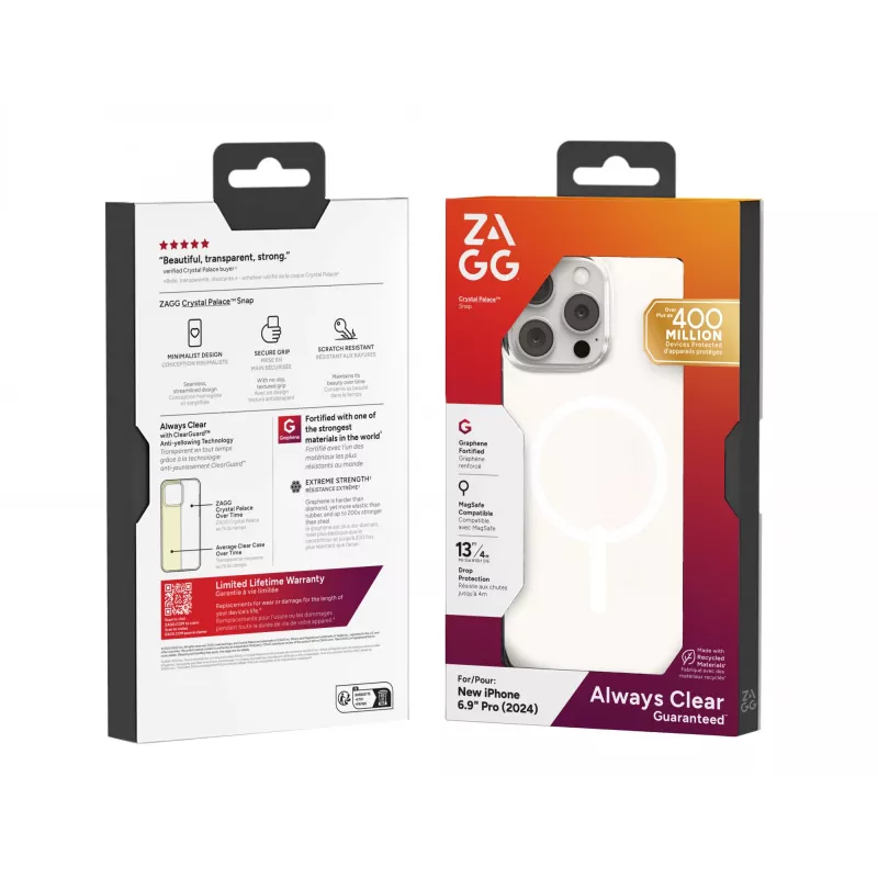 Cover ZAGG Crystal Palace Snap Apple iPhone 16 Pro Max transparant