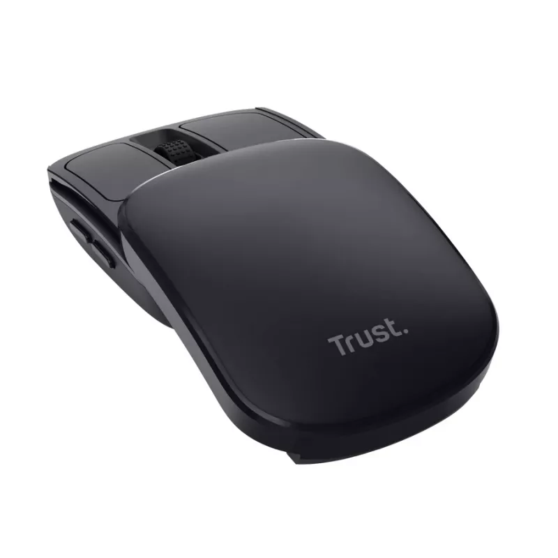 Muis TRUST Travel dubbelhandig RF draadloos 2400 DPI, 6 toetsen, zwart