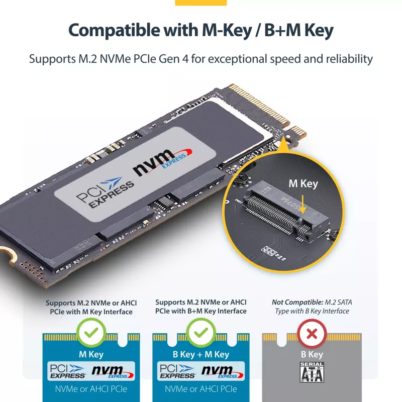 StarTech.com USB4 M.2 NVMe-behuizing, 40 Gbit/s, externe USB-C/Thunderbolt NVMe SSD-behuizing, aluminium koelbehuizing, B+M/M-Key
