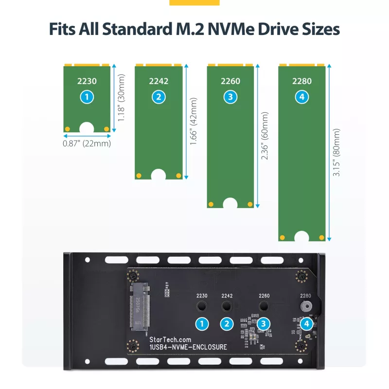 StarTech.com USB4 M.2 NVMe-behuizing, 40 Gbit/s, externe USB-C/Thunderbolt NVMe SSD-behuizing, aluminium koelbehuizing, B+M/M-Key