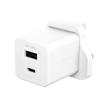 PanzerGlass empower™ by ® Turbo 35W oplader incl. USB-C + USB-A | UK-stekker | zilverwit