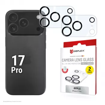 Displex Full Cover cameralensglas iPhone 17 Pro, 10H, volledige camerabescherming, Quick Mount, 2-pack
