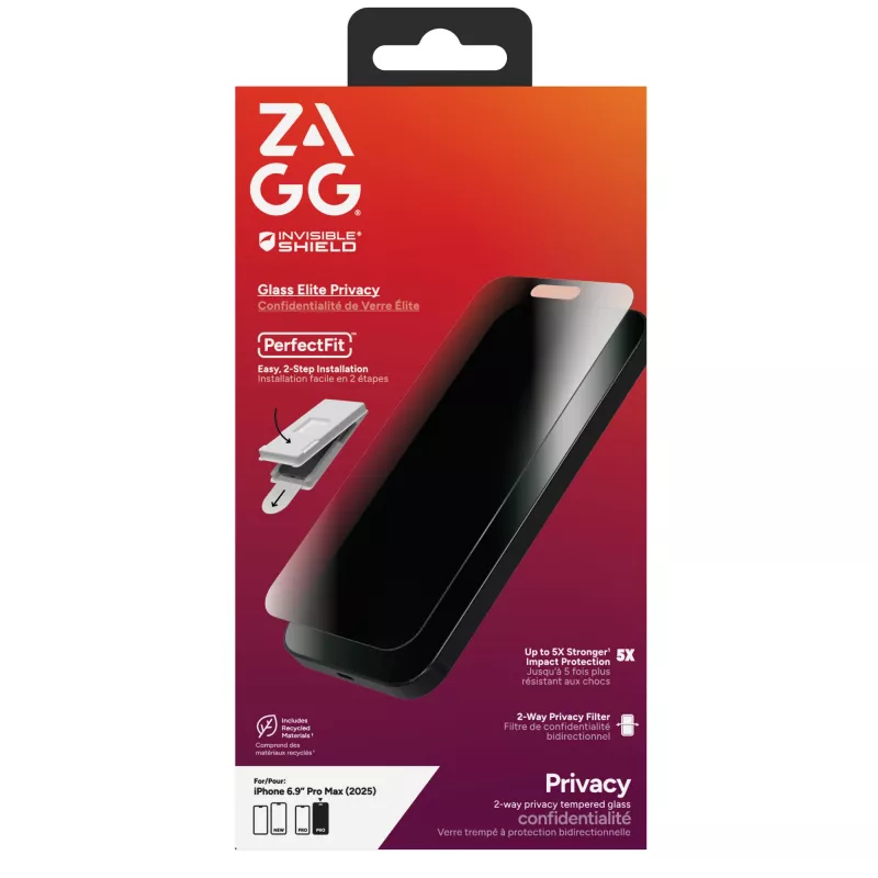 InvisibleShield Glass Elite privacy-kijkbeschermingsfolie voor Apple iPhone 17 Pro Max