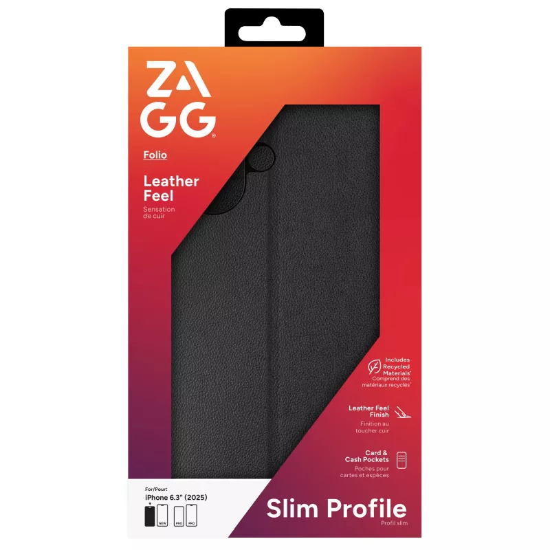 ZAGG Folio hoesje voor Apple iPhone 17, leer, zwart
