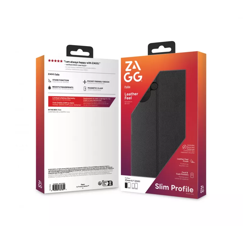 ZAGG Folio hoesje voor Apple iPhone 17, leer, zwart