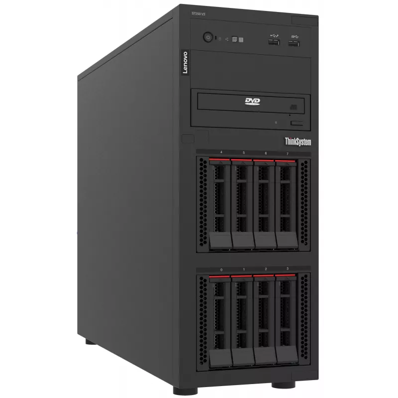 Lenovo ThinkSystem ST250 V3 7DCE100BEA towerserver, Intel Xeon 6315P 4C 2,8 GHz 55 W, 16 GB, 1x 800 W