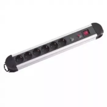 Power Extension M-Cab POW0001 2m 6 AC Outlets indoor zwart zilver