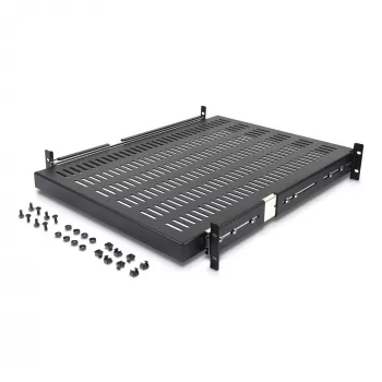 StarTech.com 2U uitschuifbare serverrack-legplank - 20 to 30in verstelbare montagediepte - geperforeerd - 50lb - heavy duty universele 19” rack-legplank voor apparatuurrack - 24in diep