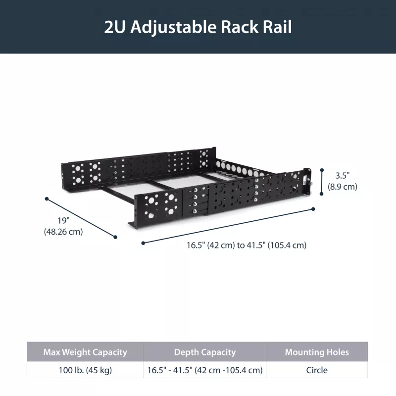 StarTech.com 2U vaste 19-inch universele serverrack-rails met verstelbare diepte