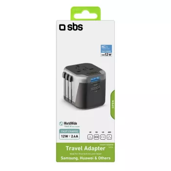 Voeding voor mobiele apparaten SBS Mobile TEADAPT2USBUNI — zwart/zilver, USB-adapter