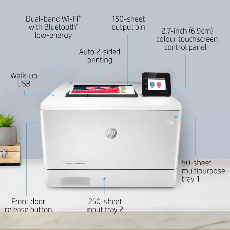 HP Color LaserJet Pro M454dw, printen, front-USB-printen; dubbelzijdig printen