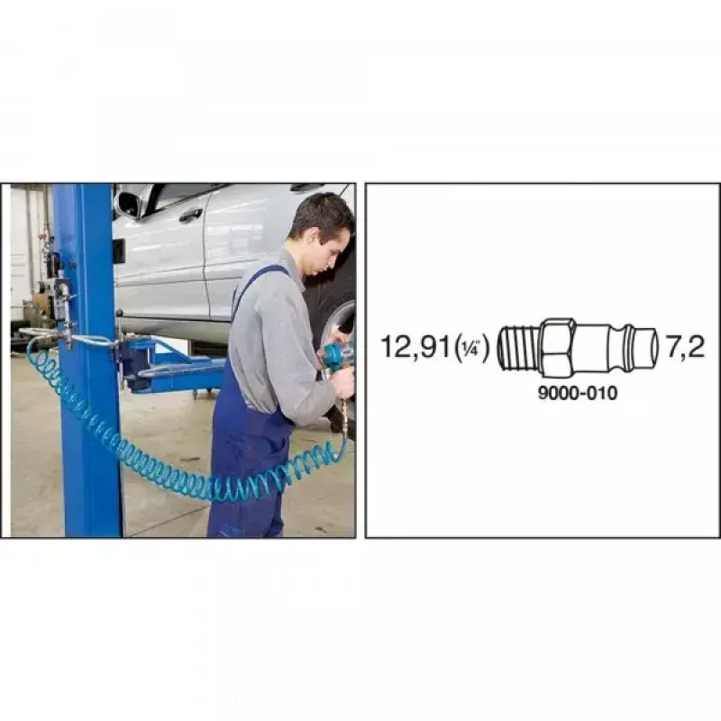 Persluchtslang HAZET 9040-7 7,62 m 10 bar blauw
