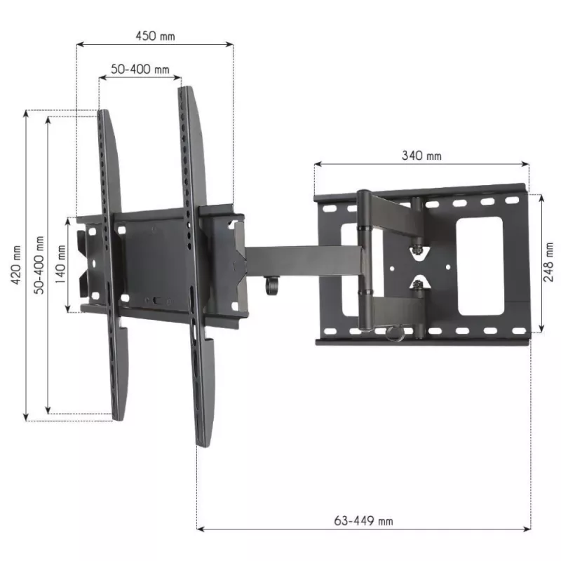 Techly ICA-PLB 148M tv-muurbeugel 139,7 cm (55 inch) zwart