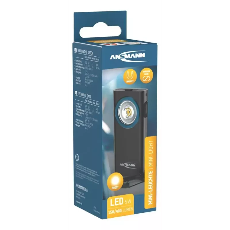 Sleutelhangerzaklamp Ansmann ML400R zwart LED 5W USB-oplaadbaar