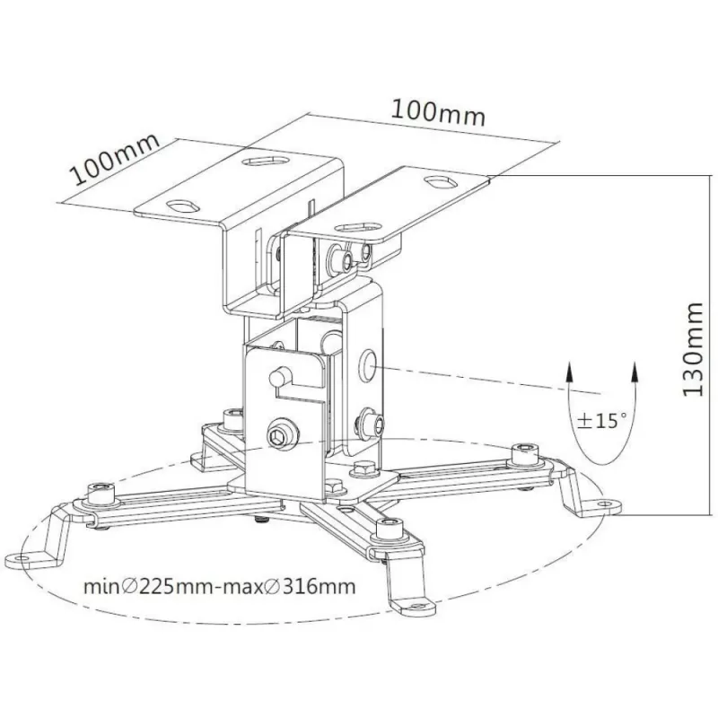 Techly projector-plafondsteun verlenging 130 mm zilver ICA-PM 2S