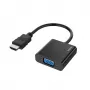 Hama 00200343 HDMI-naar-VGA-videoadapter met 3,5 mm audio, 0,15 m, HDMI type A male – D-Sub 15-pins, 1080p, zwart