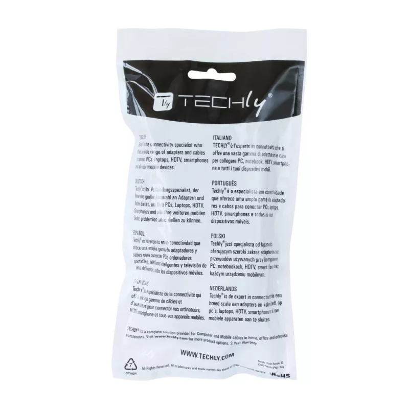 Techly 2m High Speed HDMI-kabel met Ethernet A/A M/M wit ICOC HDMI-4-020WH