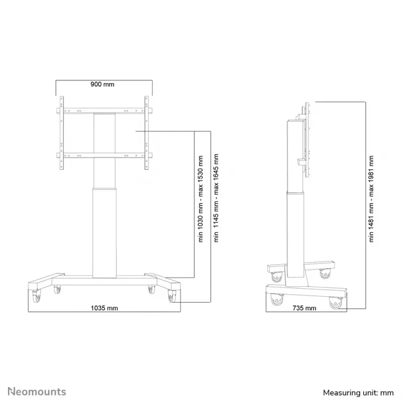 Neomounts PLASMA-M2250zwart TV-wagen 42-100 inch - gemotoriseerd