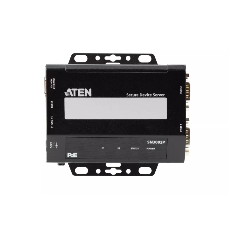 ATEN Altusen SN3002P apparaatserver, 2-poorts RS-232, 100 Mb LAN, montage op bureau, wand of DIN-rail