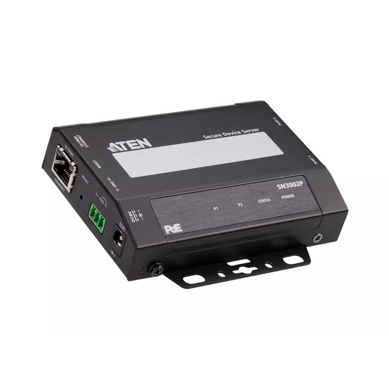 ATEN Altusen SN3002P apparaatserver, 2-poorts RS-232, 100 Mb LAN, montage op bureau, wand of DIN-rail