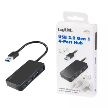 LogiLink USB 3.2 Gen1 4-poorts hub zwart 5000 Mbit/s ABS
