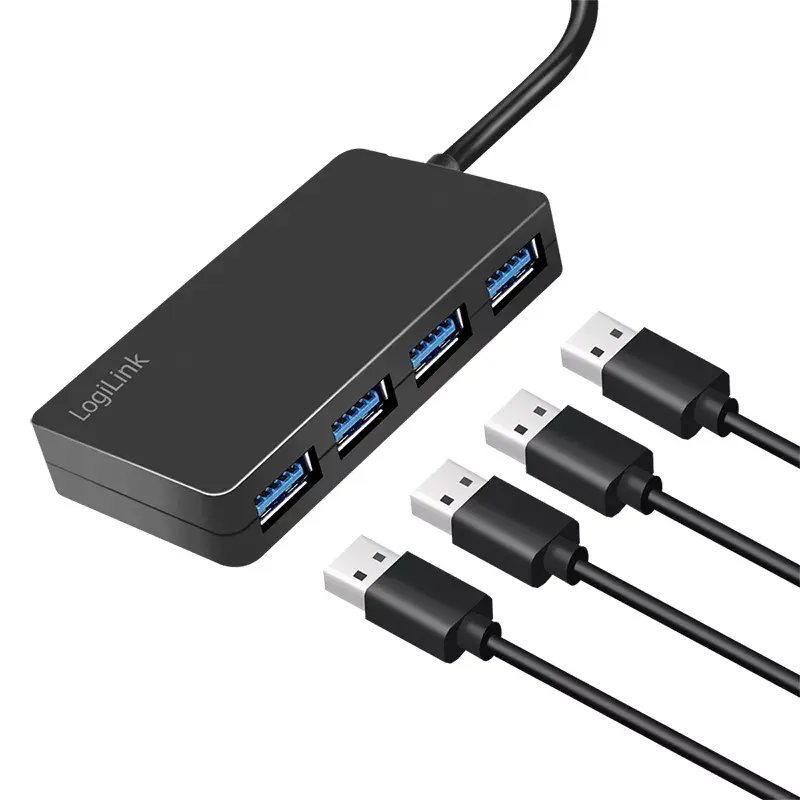 LogiLink USB 3.2 Gen1 4-poorts hub zwart 5000 Mbit/s ABS
