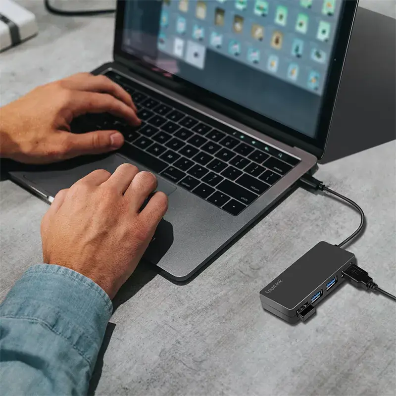 LogiLink USB 3.2 Gen1 4-poorts hub zwart 5000 Mbit/s ABS