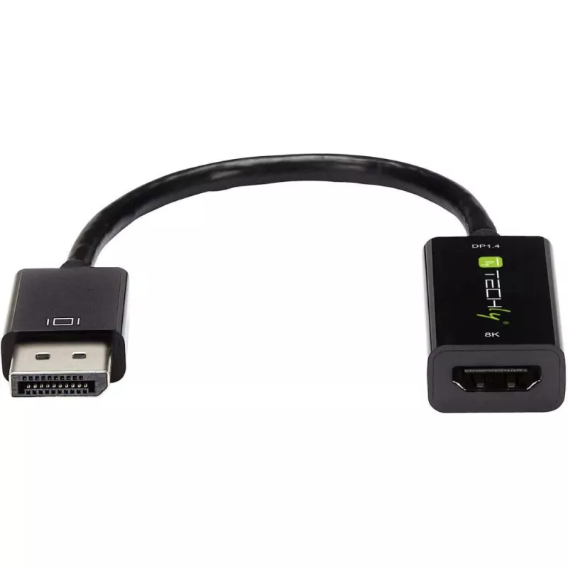 Techly IADAP-DP-HDMIF8K actieve DisplayPort 1.4 (M) naar HDMI (F) adapter, 8K, zwart